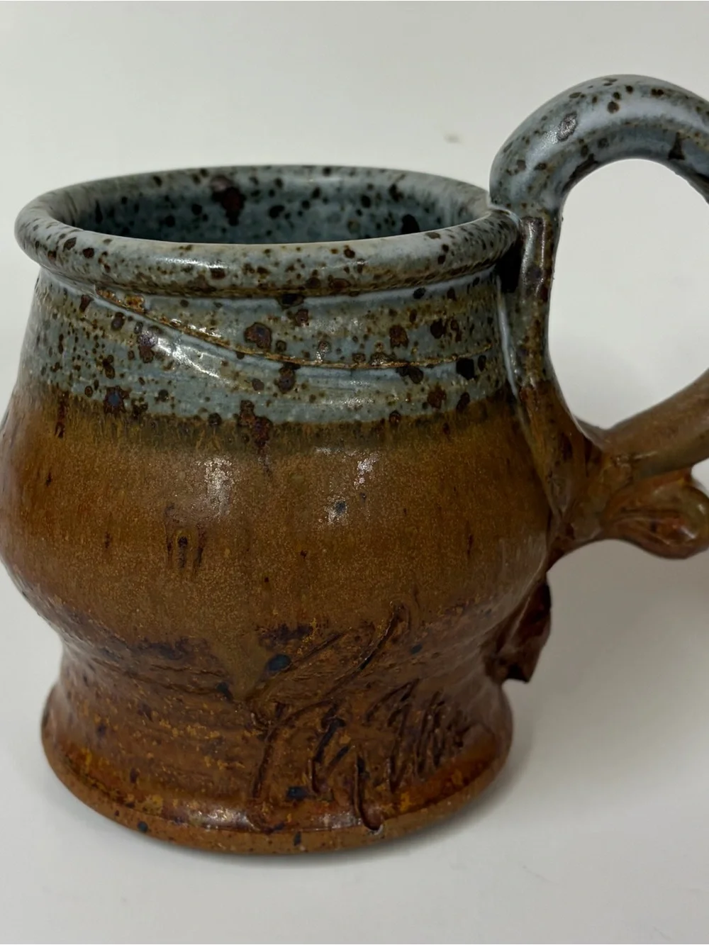 Studio Art Pottery Mug Ceramic Artist Signed Earthtone Multicolor Lot 3 Folk Art